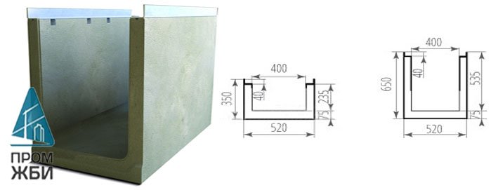 Лоток кабельный бетонный Optima 400№5/0